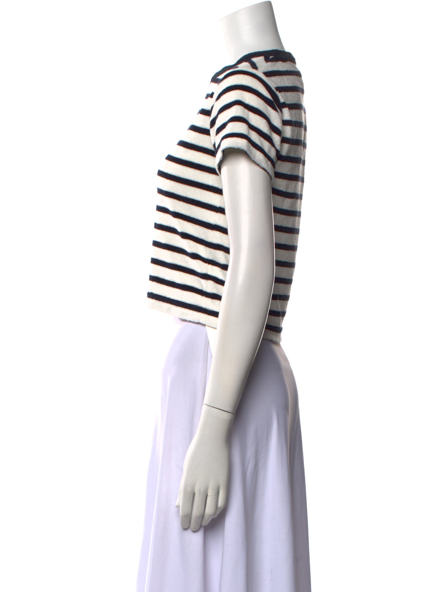 ME+EM Striped Crew Neck Crop Top