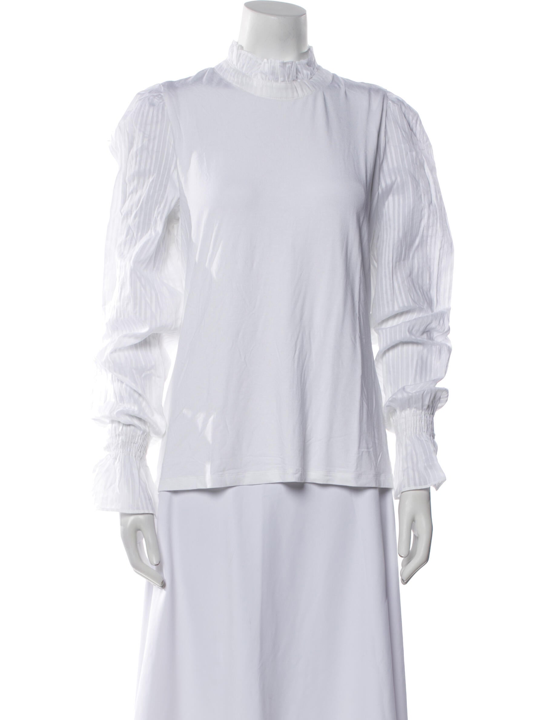 ME+EM Mock Neck Long Sleeve Blouse