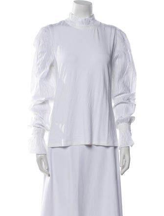 ME+EM Mock Neck Long Sleeve Blouse