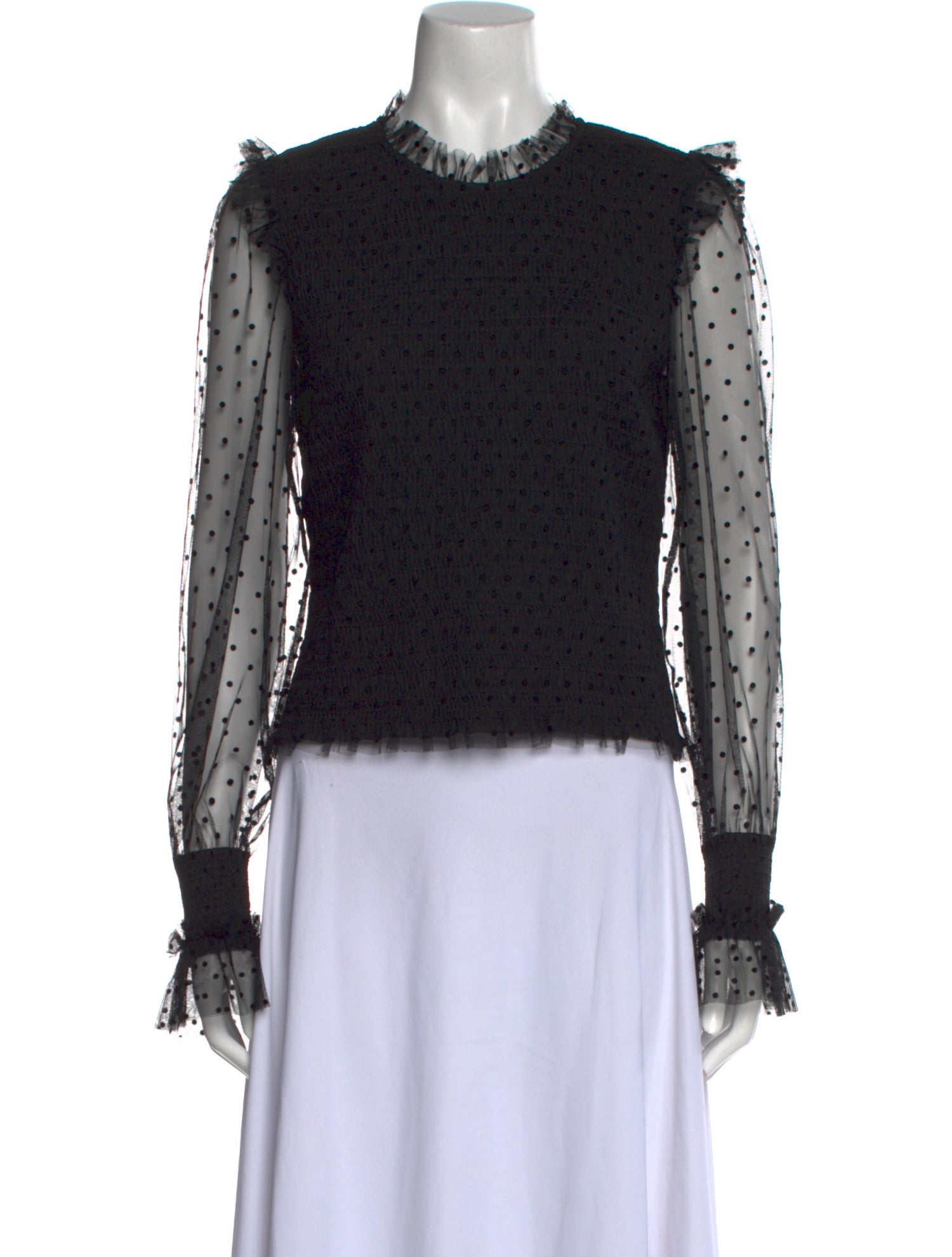 ME+EM Mock Neck Long Sleeve Blouse