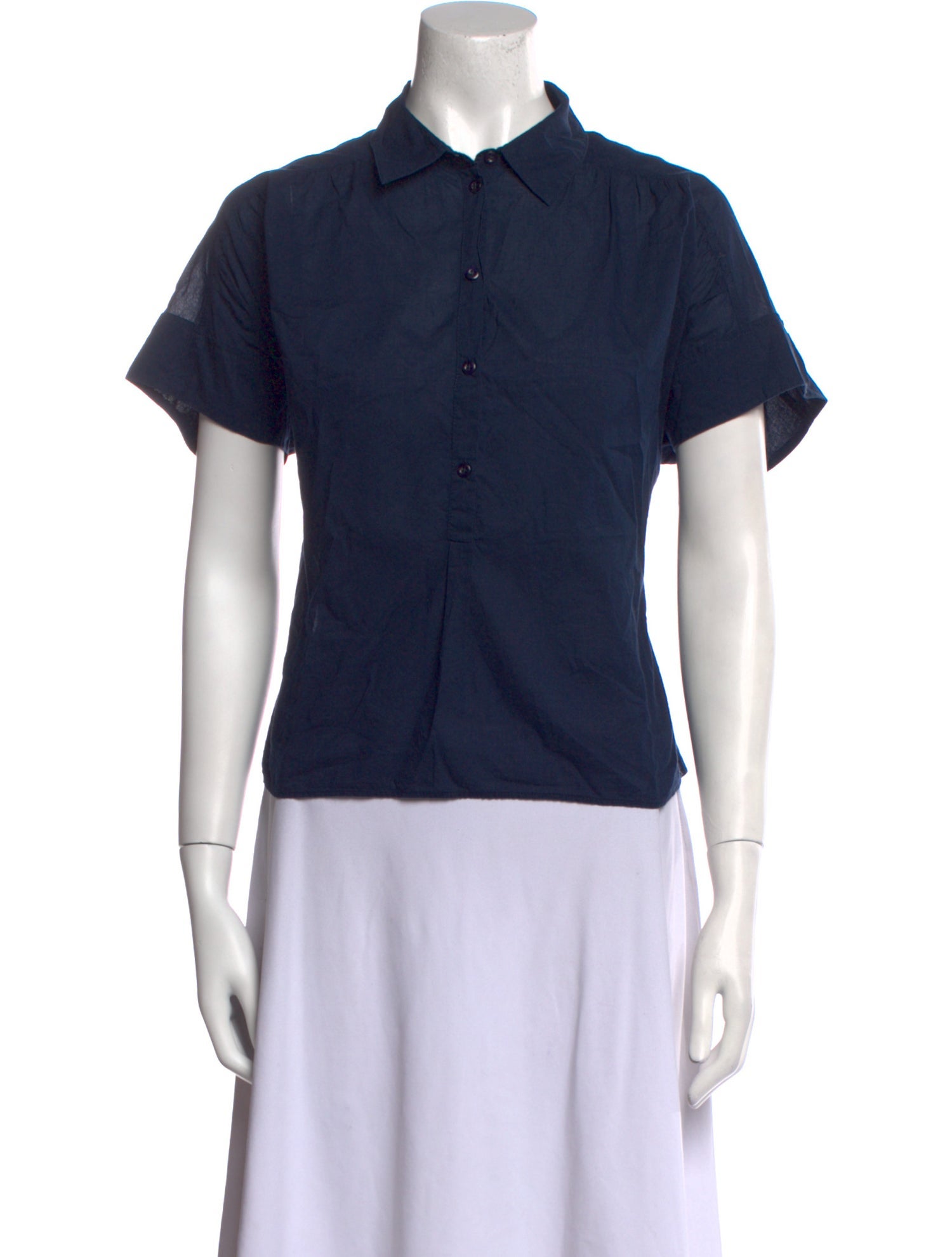 ME+EM Short Sleeve Button-Up Top