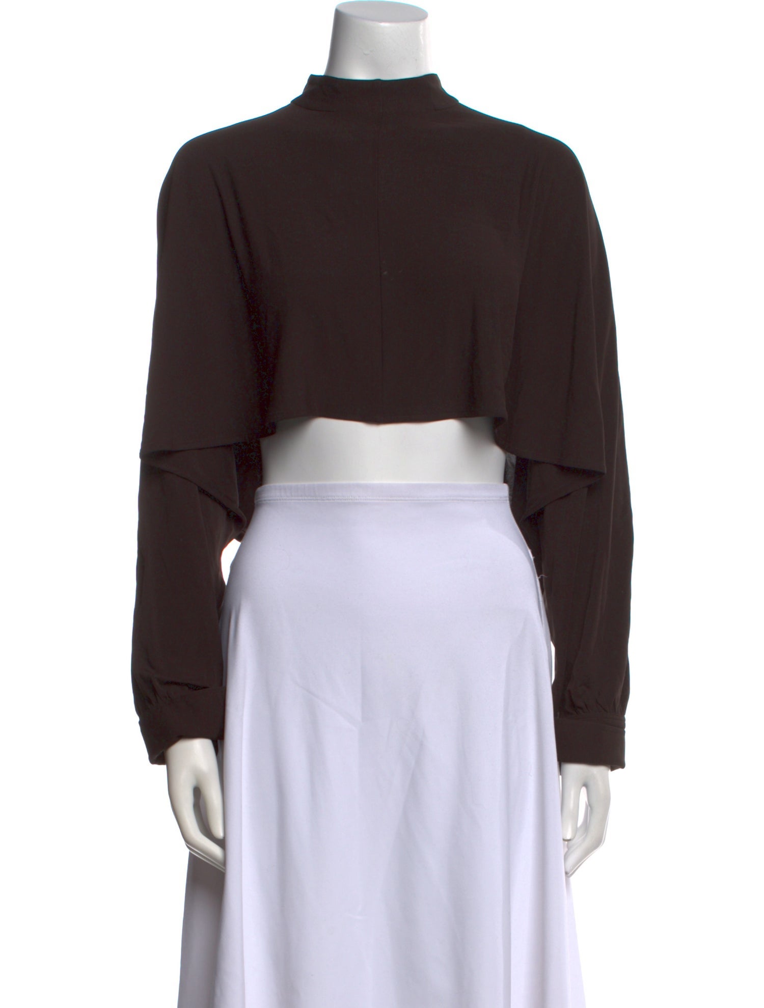 ME+EM Mock Neck Long Sleeve Crop Top