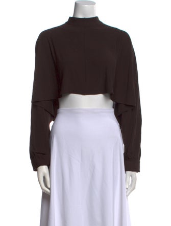 ME+EM Mock Neck Long Sleeve Crop Top