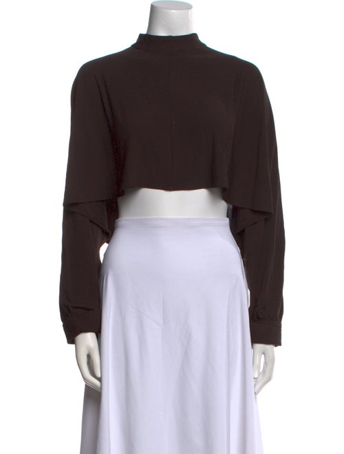 ME+EM Mock Neck Long Sleeve Crop Top