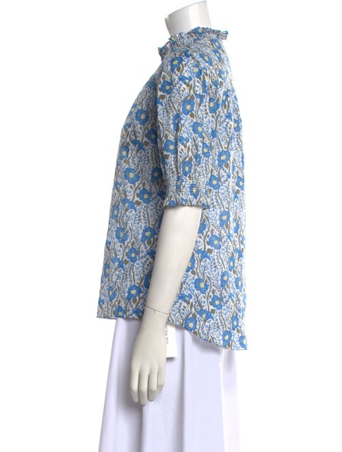 ME+EM Floral Print Mock Neck Blouse