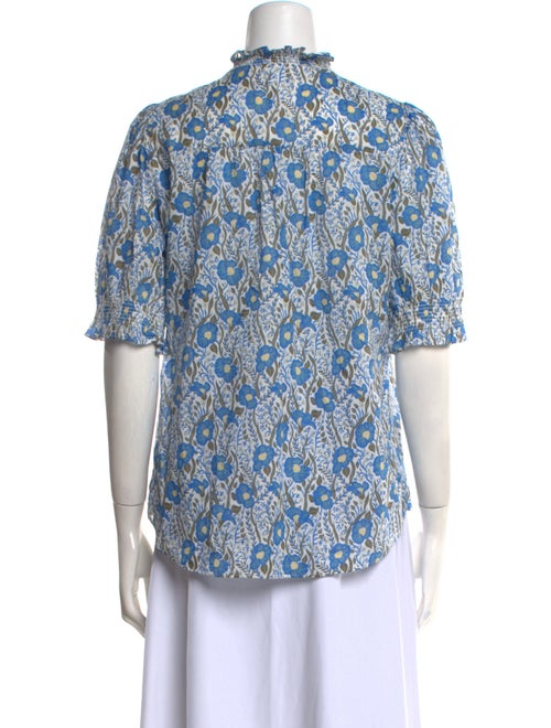 ME+EM Floral Print Mock Neck Blouse