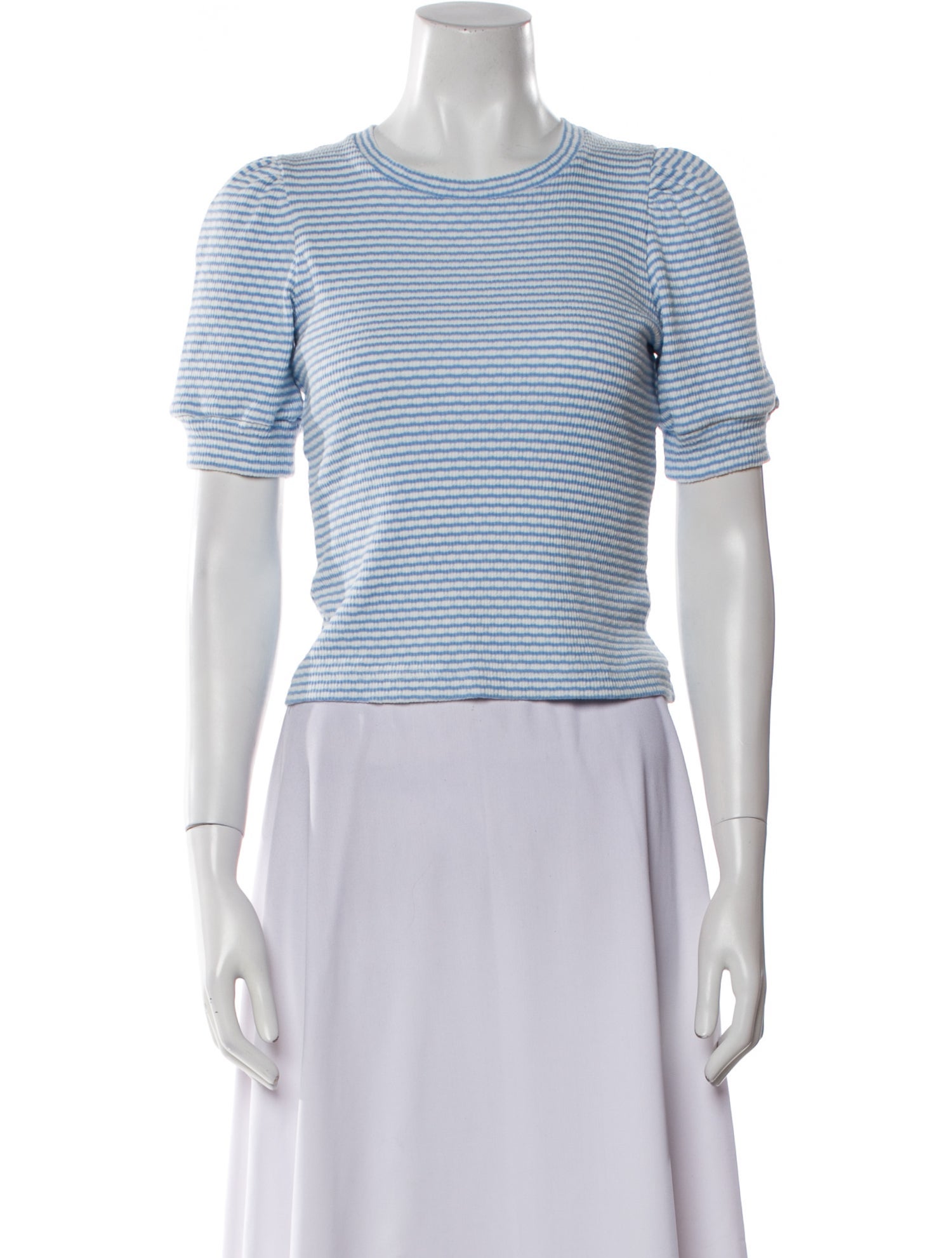 ME+EM Striped Crew Neck Crop Top