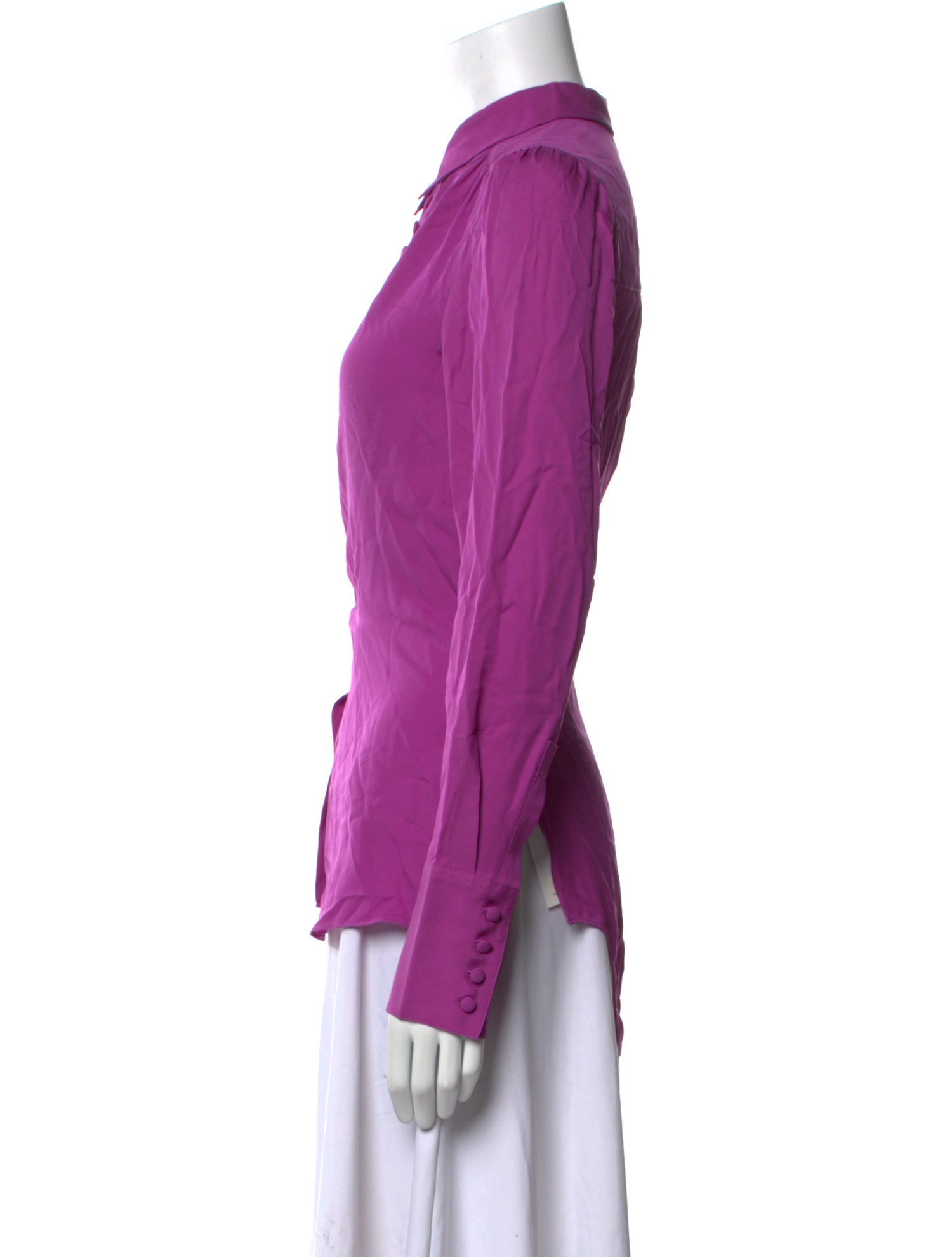 ME+EM Silk Mock Neck Button-Up Top w/ Tags