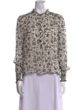 ME+EM Printed Mock Neck Blouse