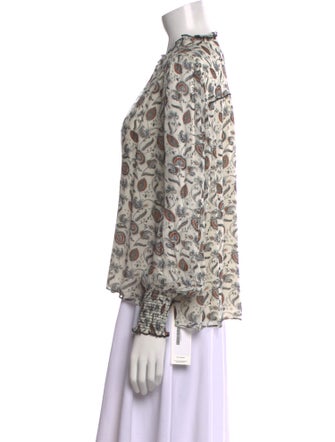 ME+EM Printed Mock Neck Blouse