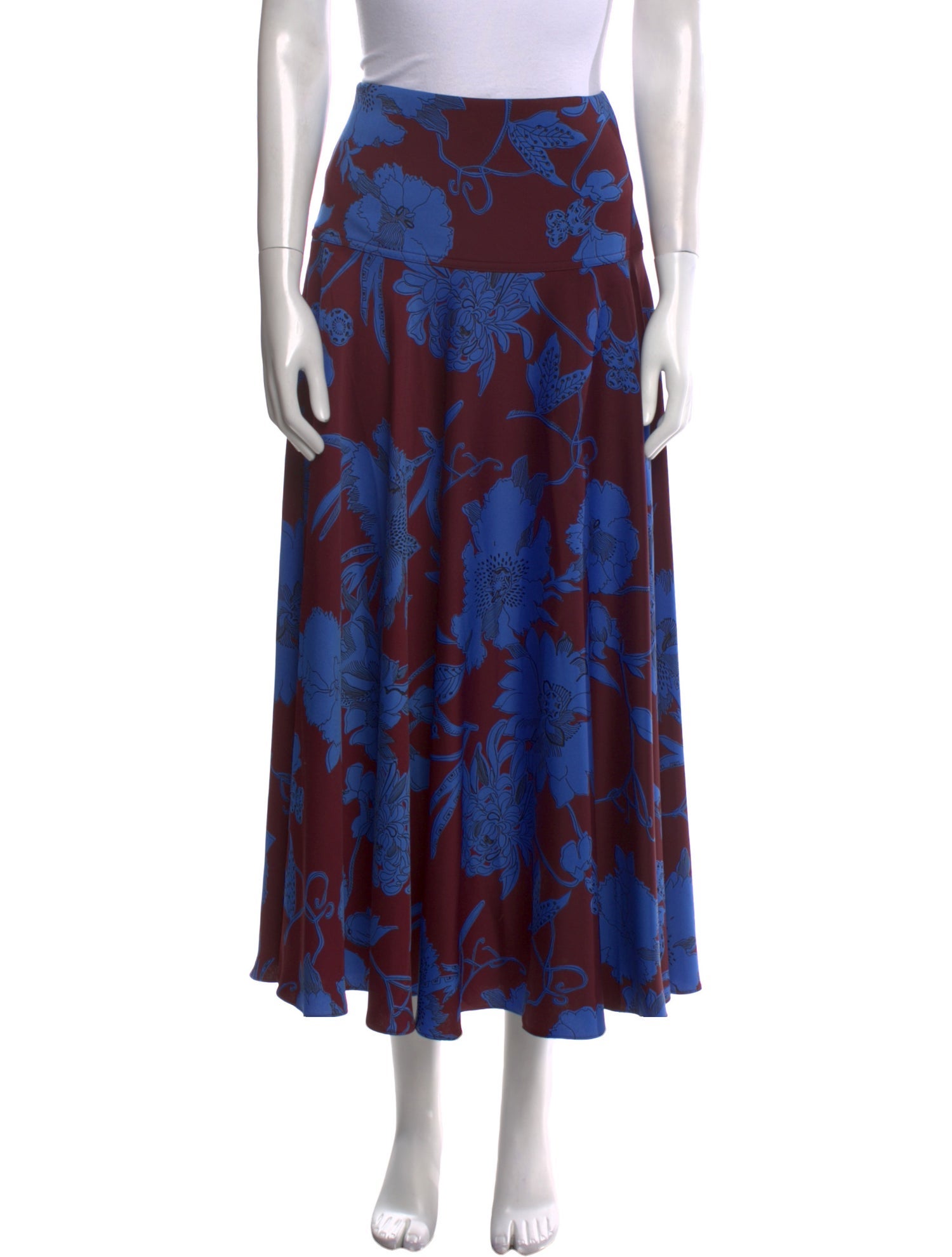 ME+EM Floral Print Midi Length Skirt