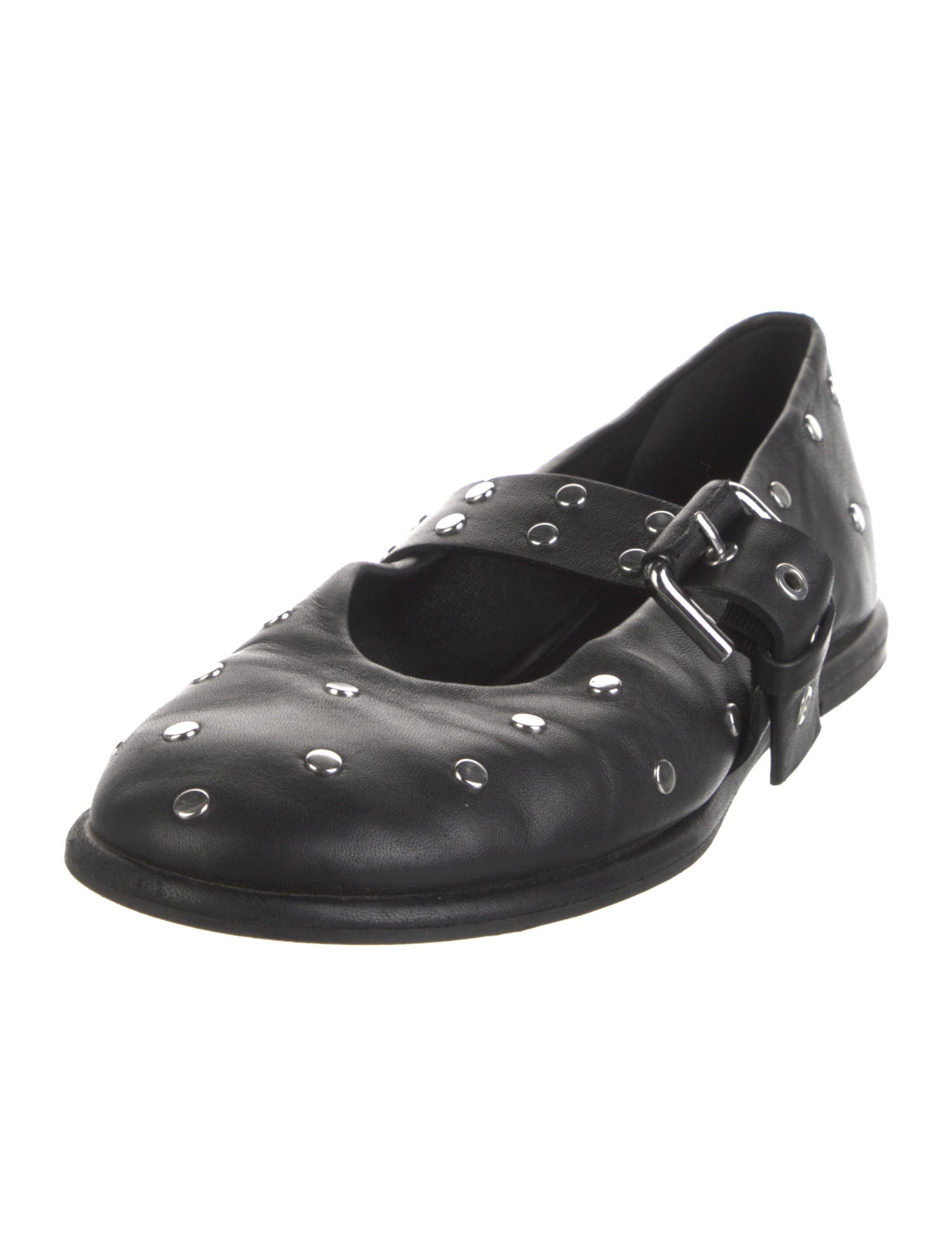 ME+EM Leather Studded Accents Mary Jane Flats