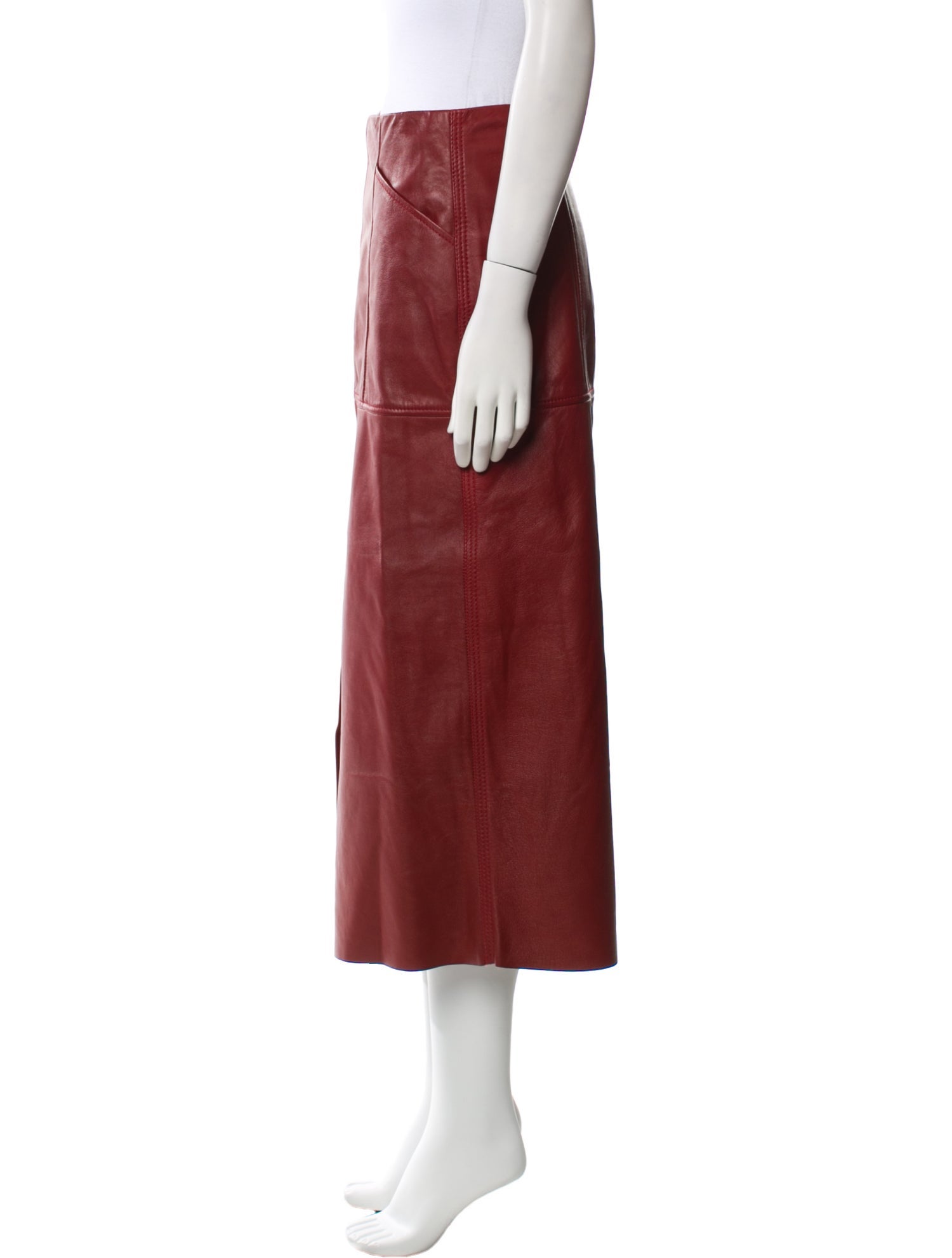 ME+EM Lamb Leather Midi Length Skirt