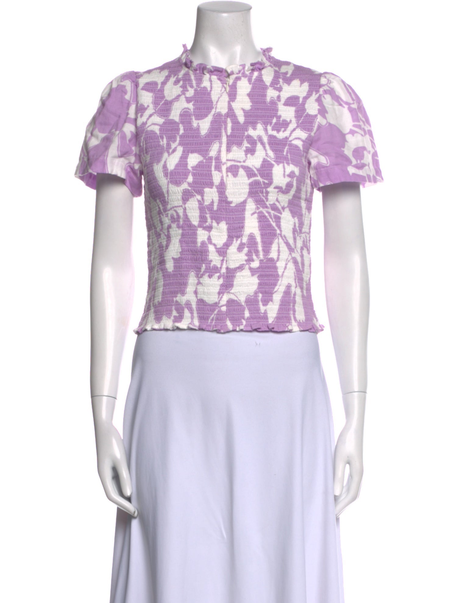 ME+EM Printed Mock Neck Crop Top