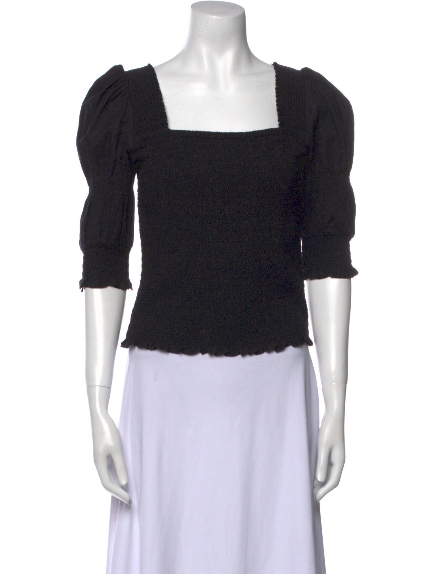 ME+EM Square Neckline Three-Quarter Sleeve Crop Top