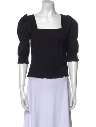 ME+EM Square Neckline Three-Quarter Sleeve Crop Top