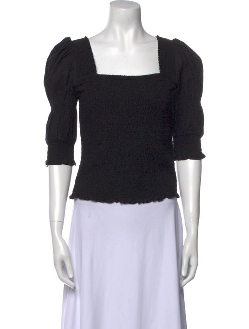 ME+EM Square Neckline Three-Quarter Sleeve Crop Top