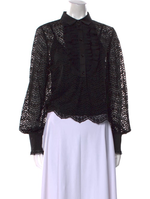 ME+EM Lace Pattern Long Sleeve Button-Up Top