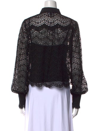 ME+EM Lace Pattern Long Sleeve Button-Up Top