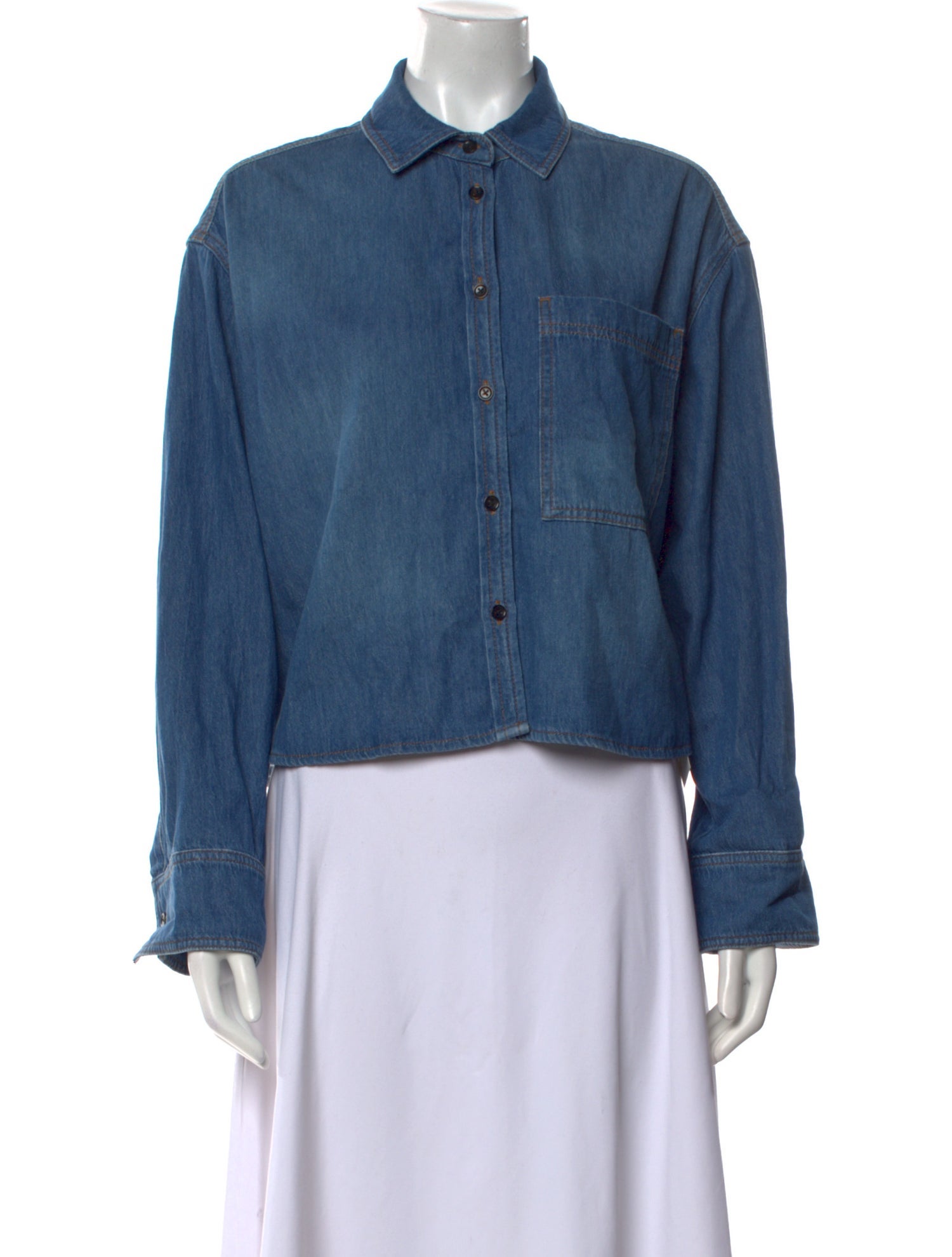 ME+EM Long Sleeve Button-Up Top