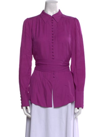 ME+EM Silk Long Sleeve Button-Up Top