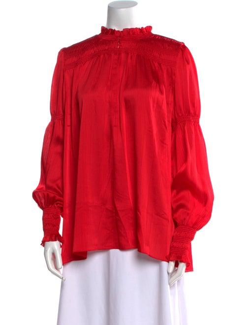 ME+EM Mock Neck Long Sleeve Blouse