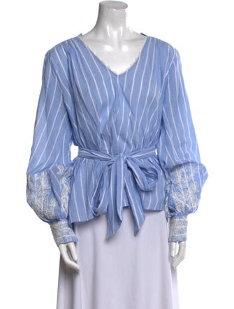 ME+EM Striped V-Neck Blouse