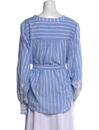 ME+EM Striped V-Neck Blouse