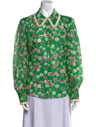 ME+EM Floral Print Long Sleeve Button-Up Top