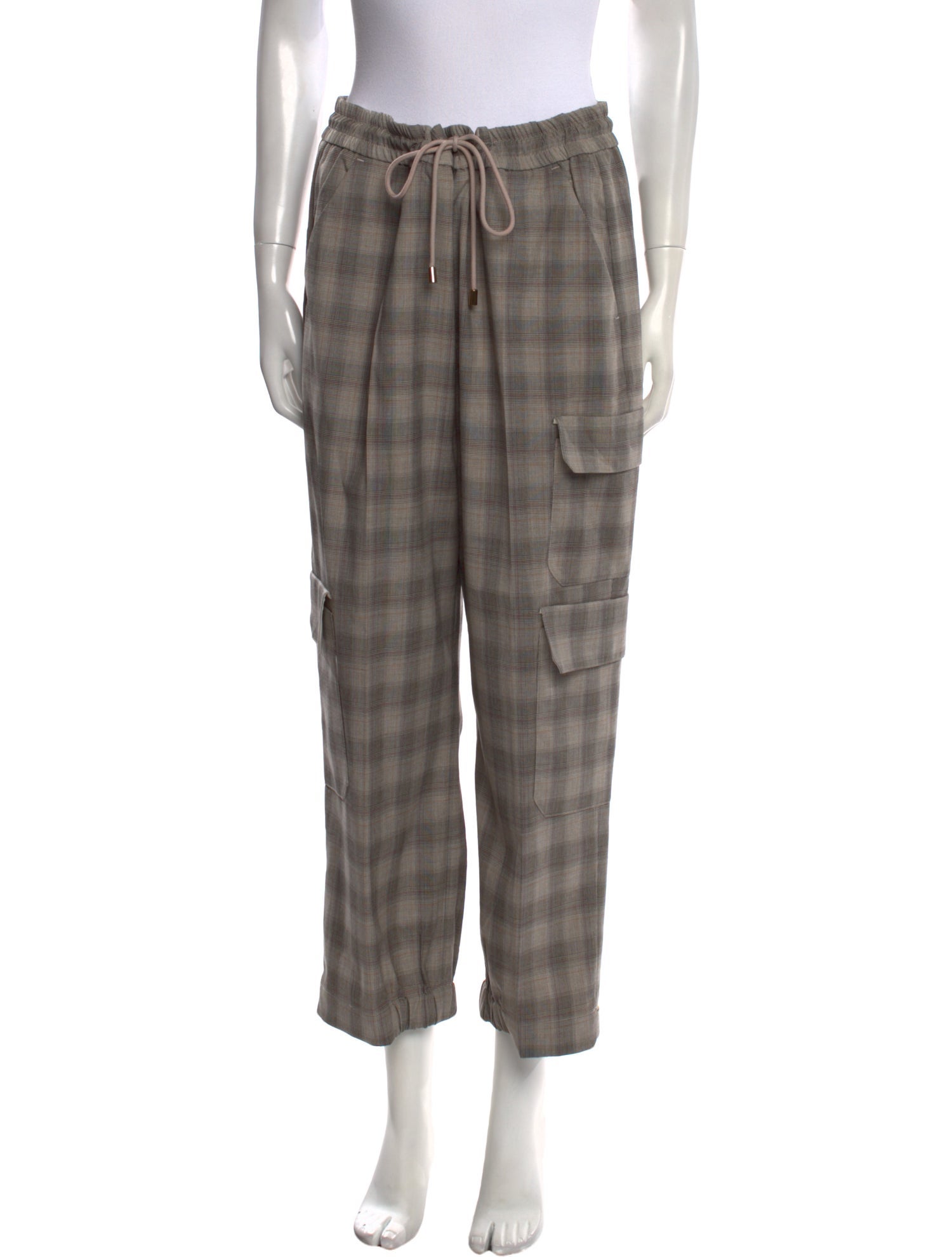 ME+EM Plaid Print Wide Leg Pants