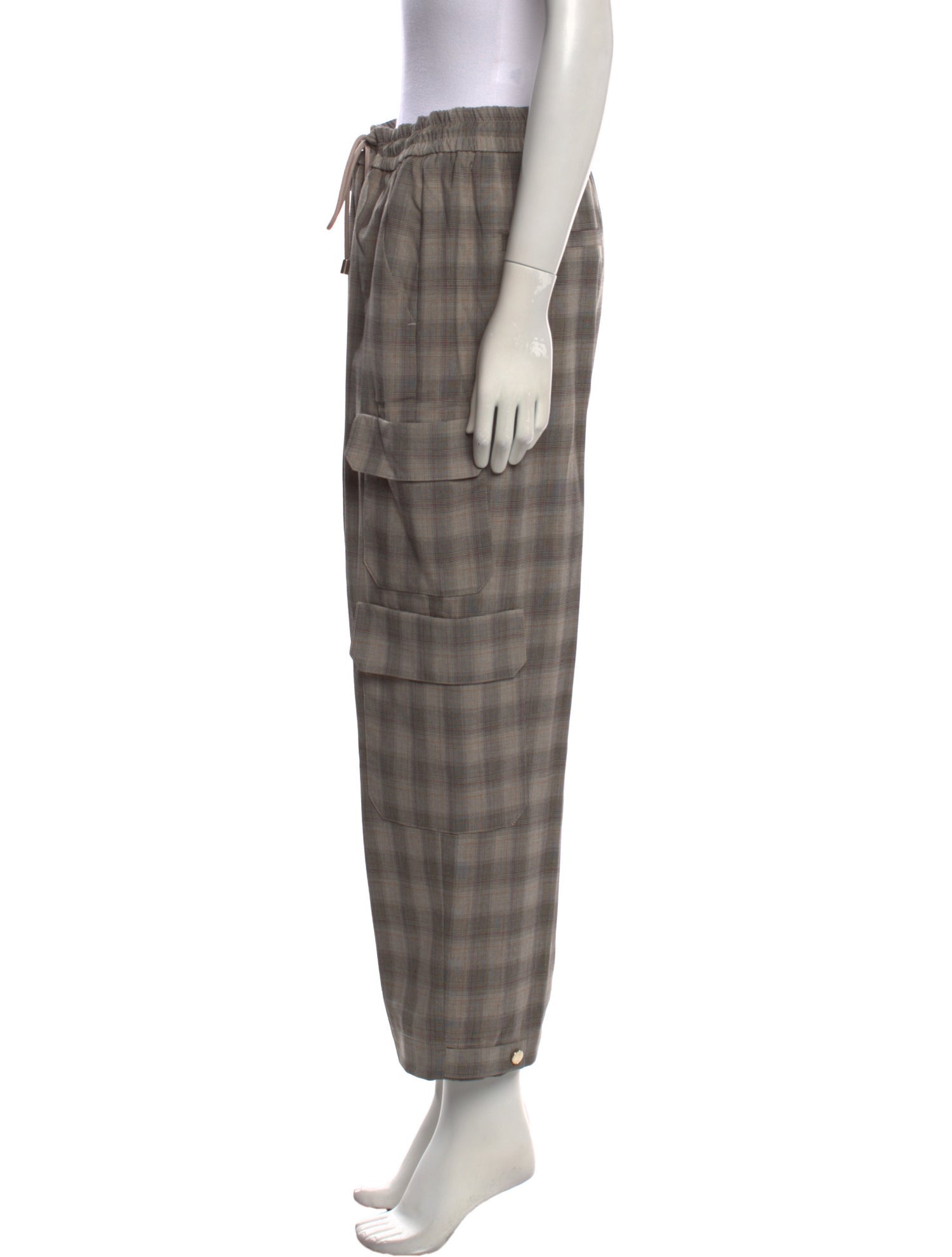 ME+EM Plaid Print Wide Leg Pants
