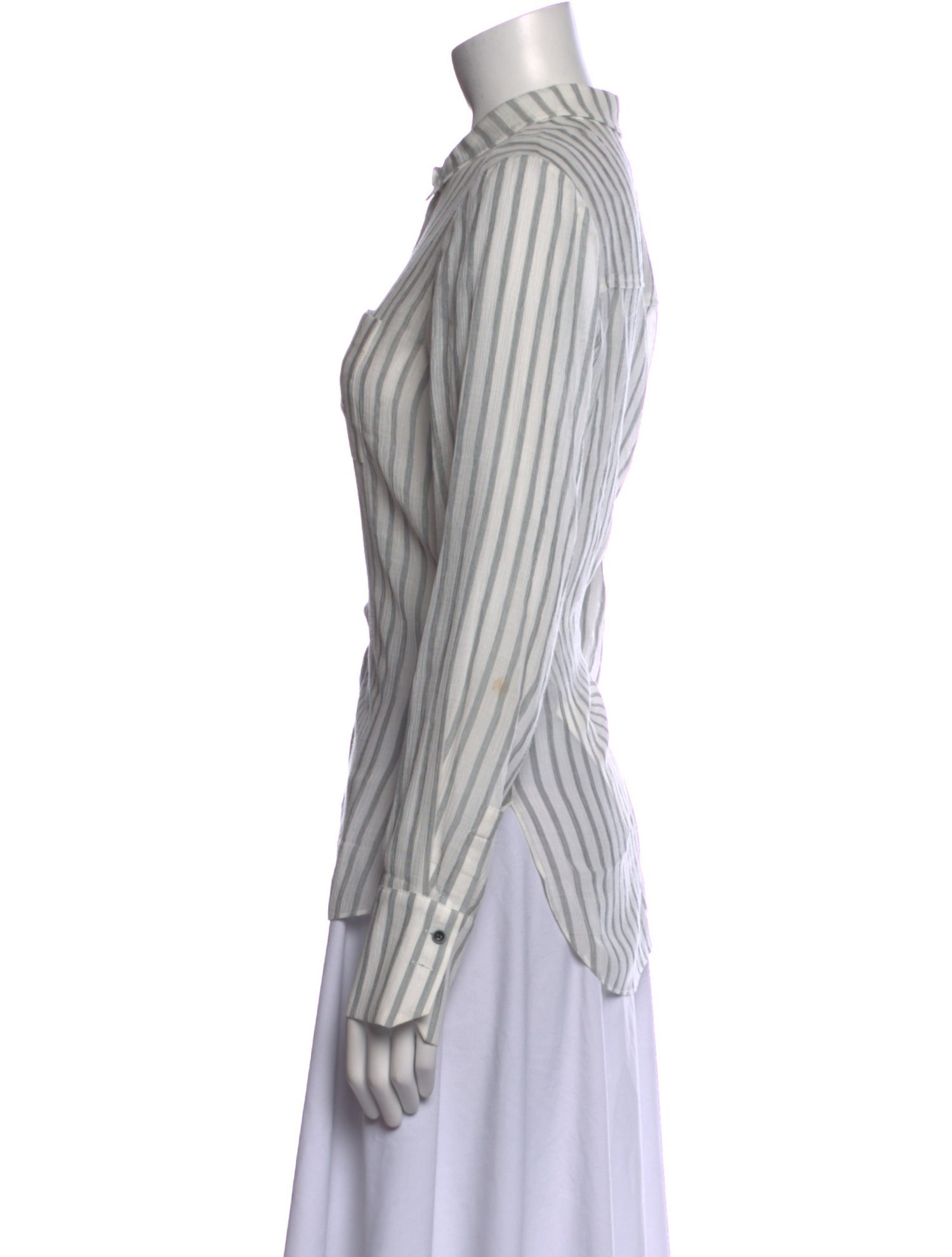 ME+EM Striped Long Sleeve Button-Up Top