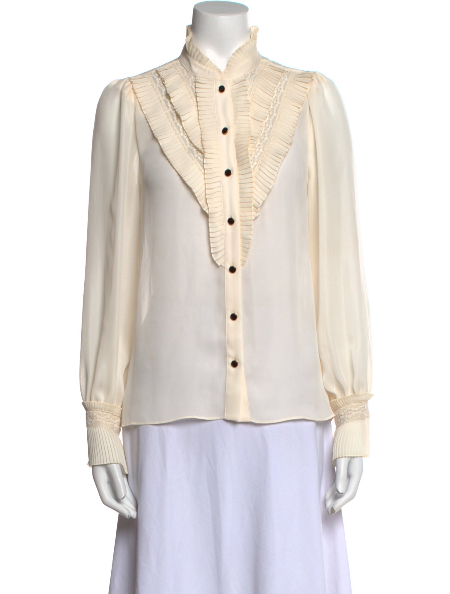 ME+EM Mock Neck Long Sleeve Button-Up Top