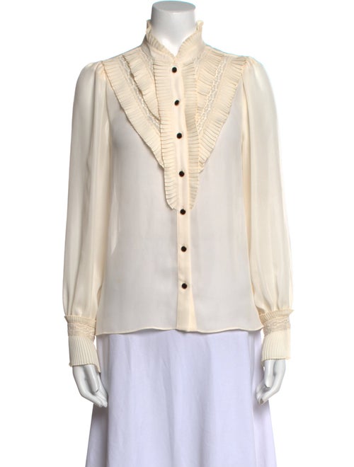 ME+EM Mock Neck Long Sleeve Button-Up Top