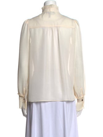 ME+EM Mock Neck Long Sleeve Button-Up Top