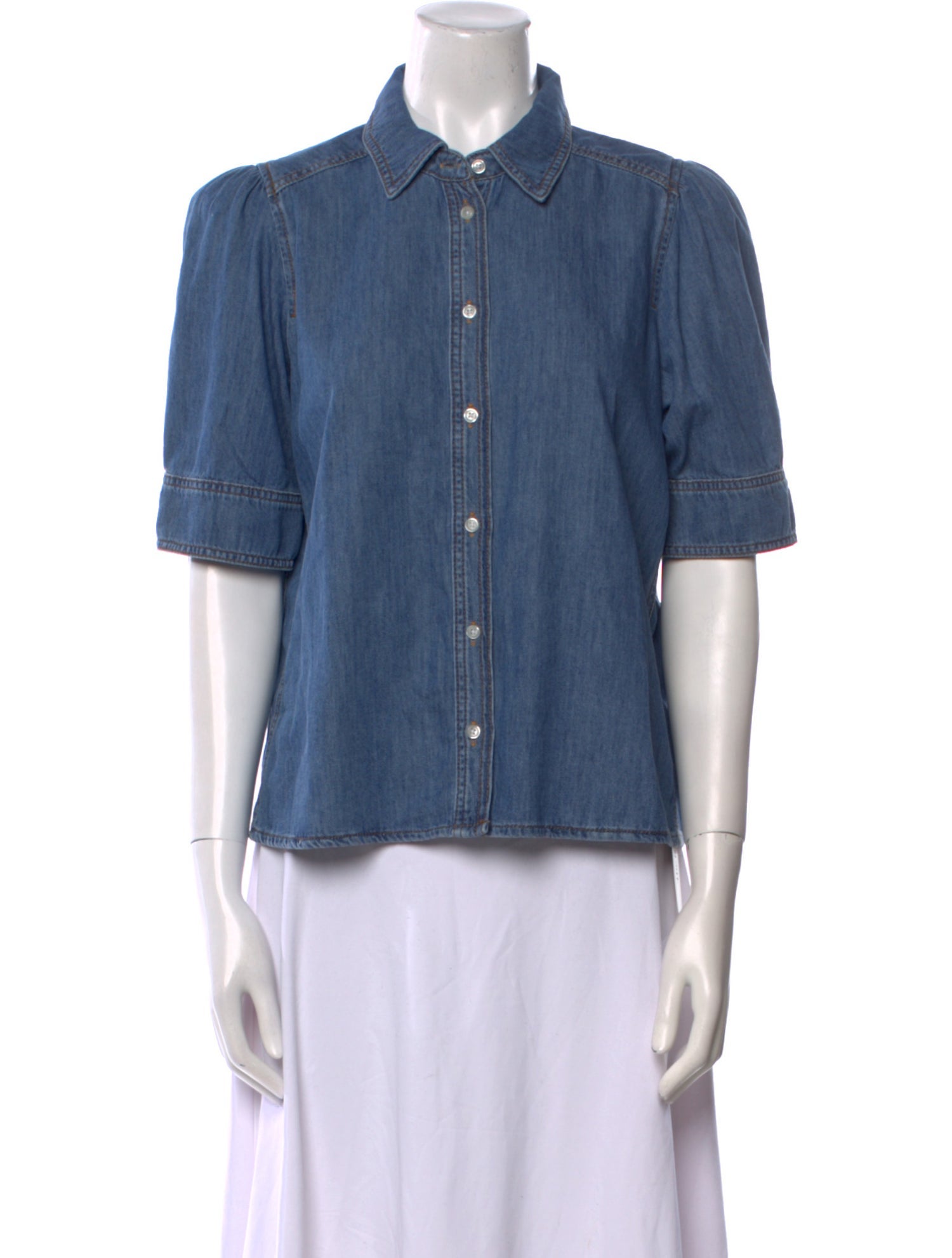 ME+EM Short Sleeve Button-Up Top