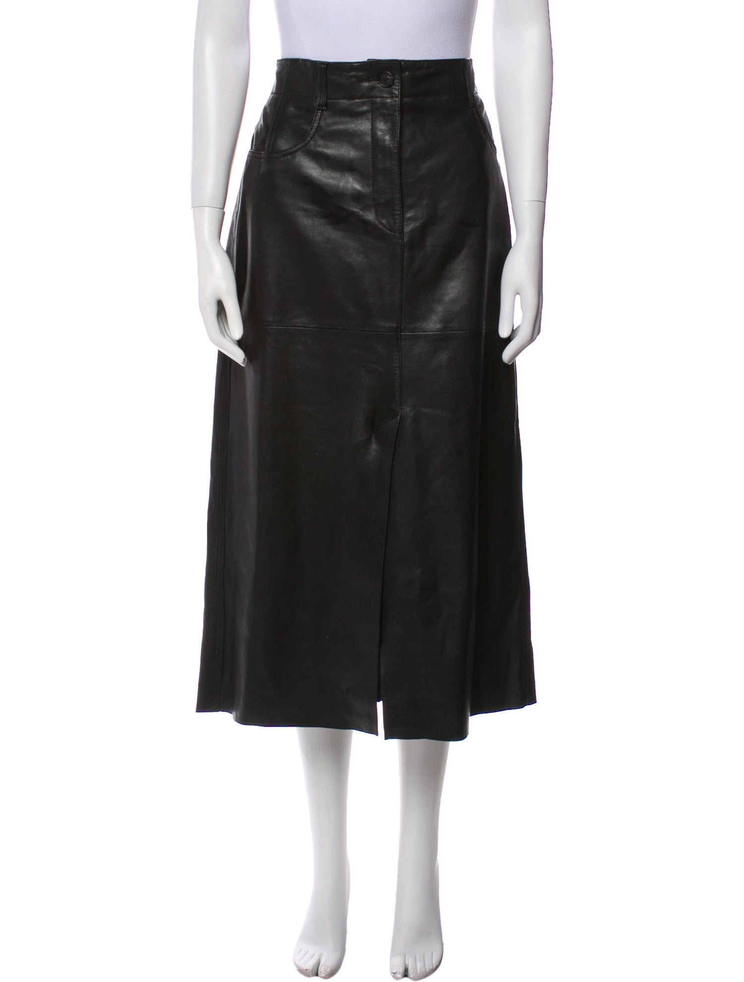 ME+EM Lamb Leather Midi Length Skirt