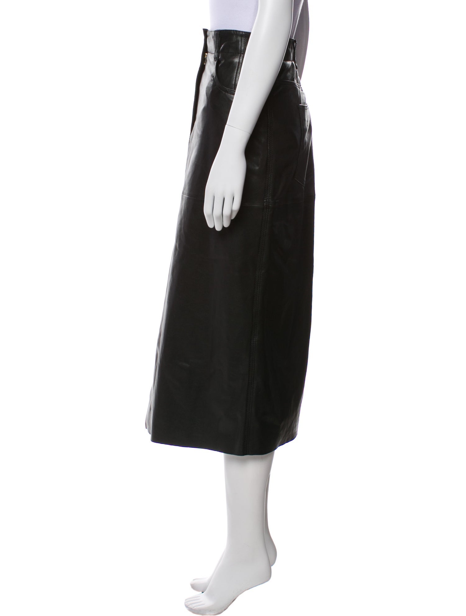 ME+EM Lamb Leather Midi Length Skirt