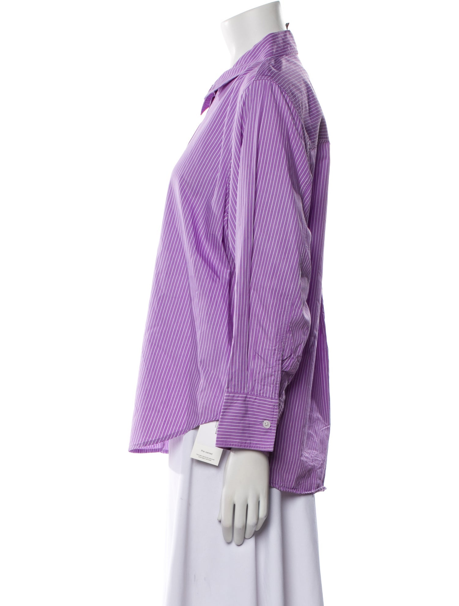 ME+EM Striped Long Sleeve Button-Up Top