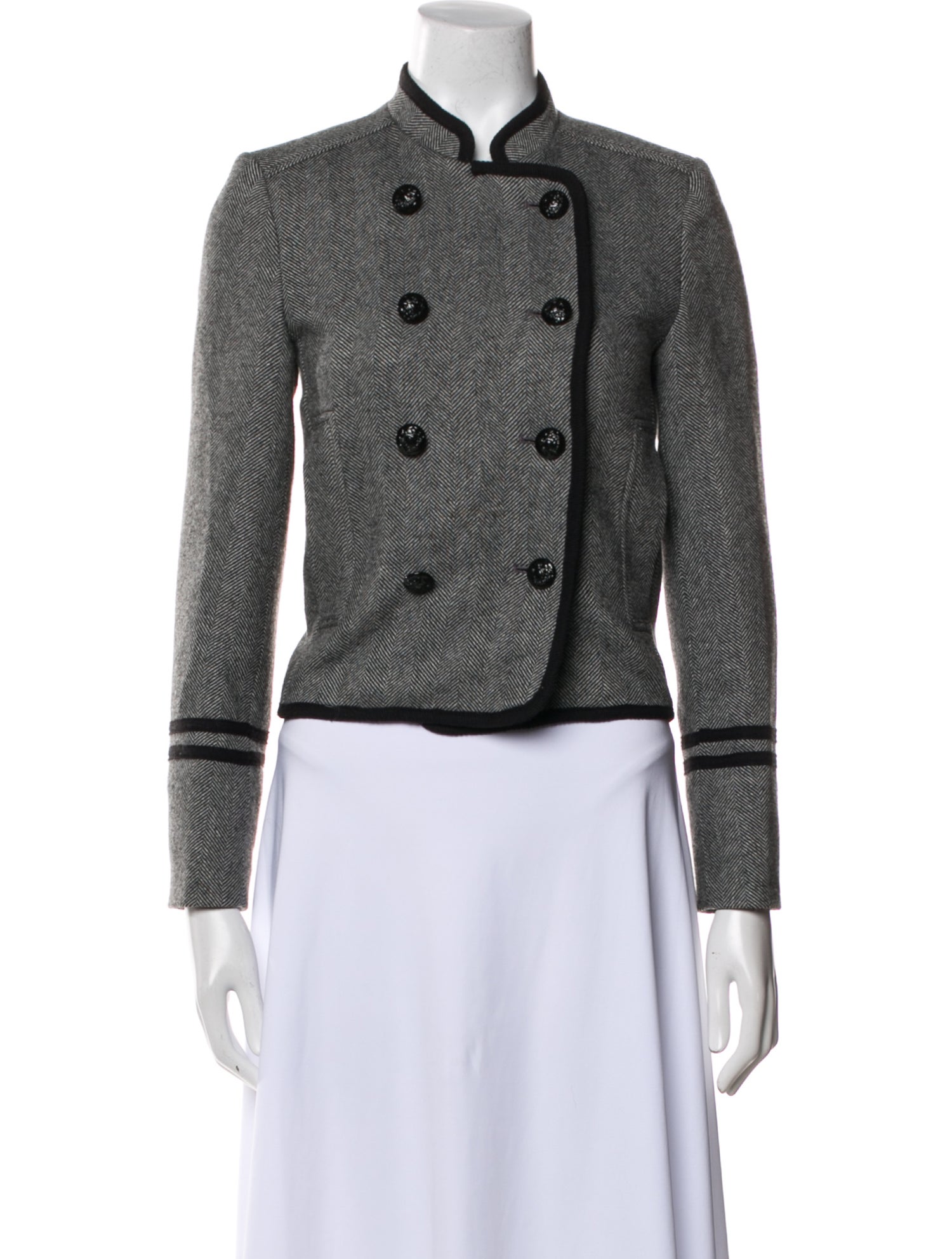 ME+EM Wool Plaid Print Blazer