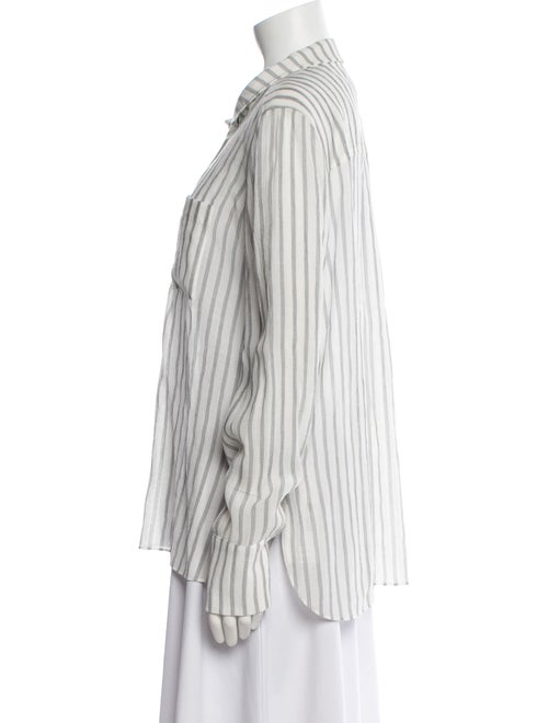 ME+EM Striped Long Sleeve Button-Up Top