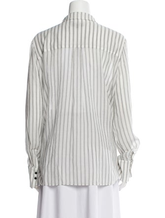 ME+EM Striped Long Sleeve Button-Up Top