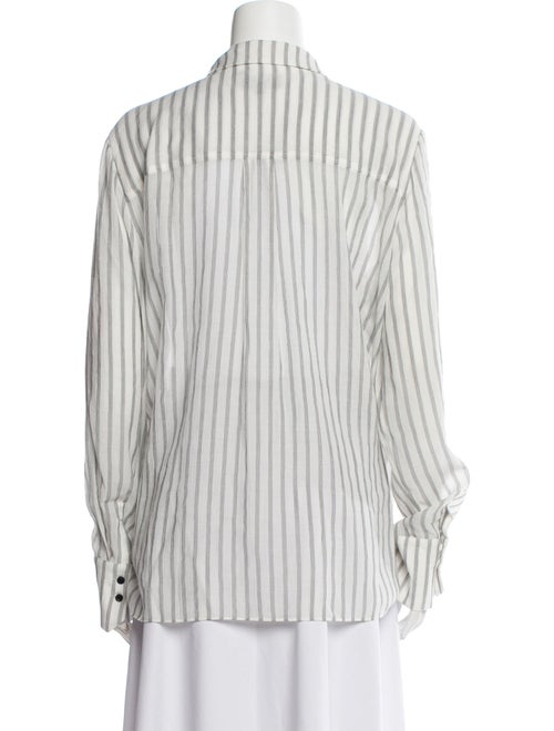 ME+EM Striped Long Sleeve Button-Up Top