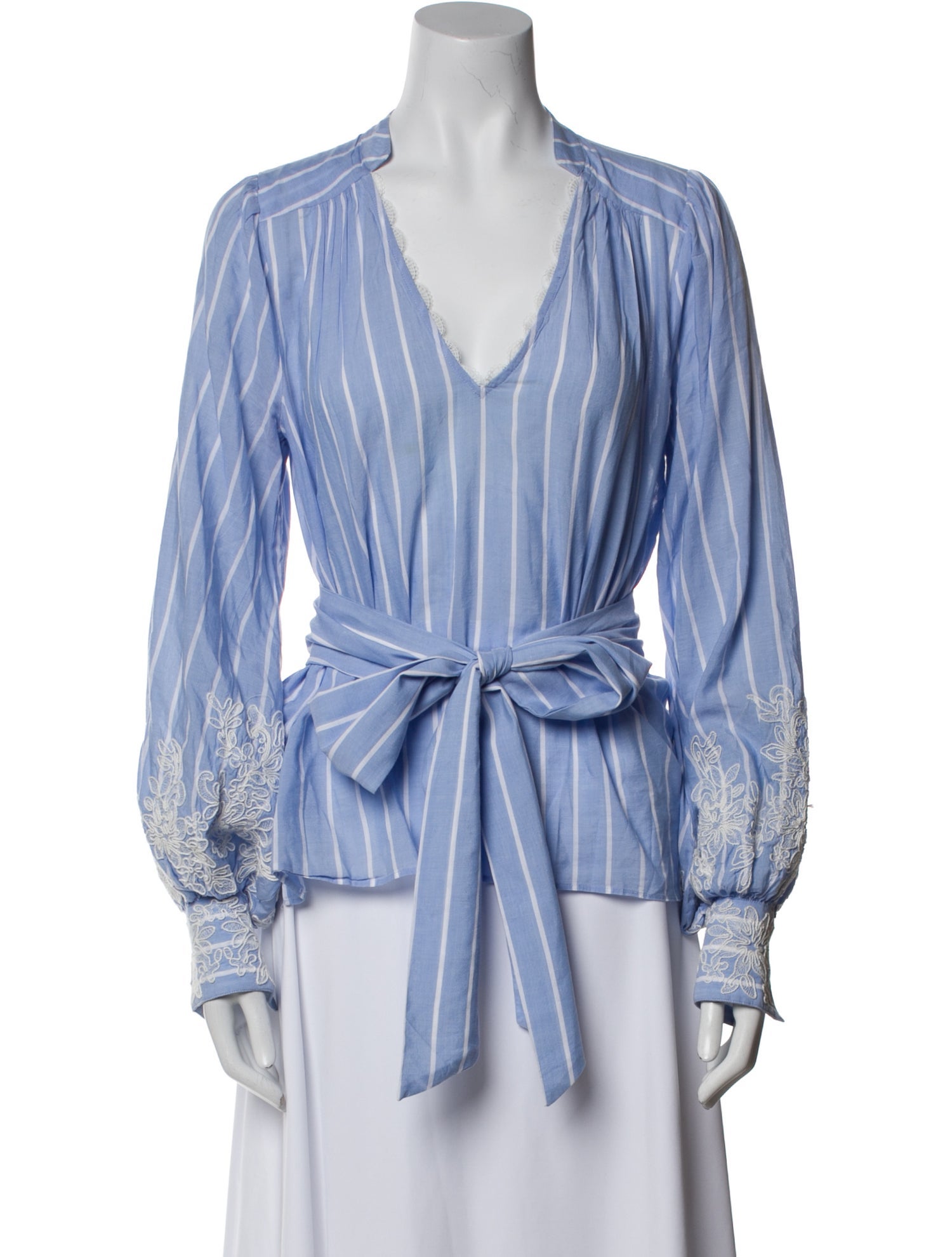 ME+EM Striped V-Neck Blouse