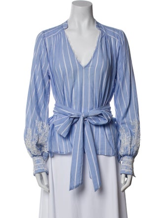 ME+EM Striped V-Neck Blouse