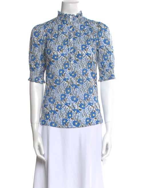 ME+EM Floral Print Mock Neck Blouse