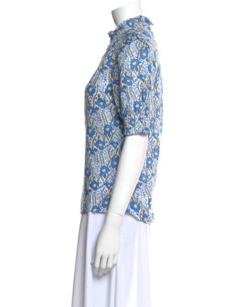 ME+EM Floral Print Mock Neck Blouse
