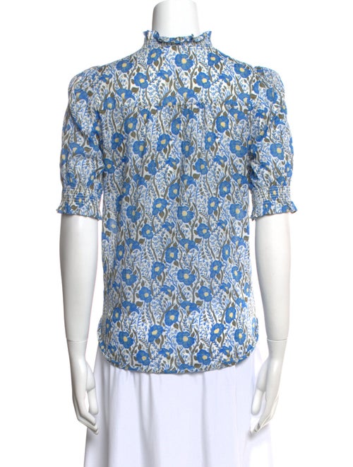 ME+EM Floral Print Mock Neck Blouse