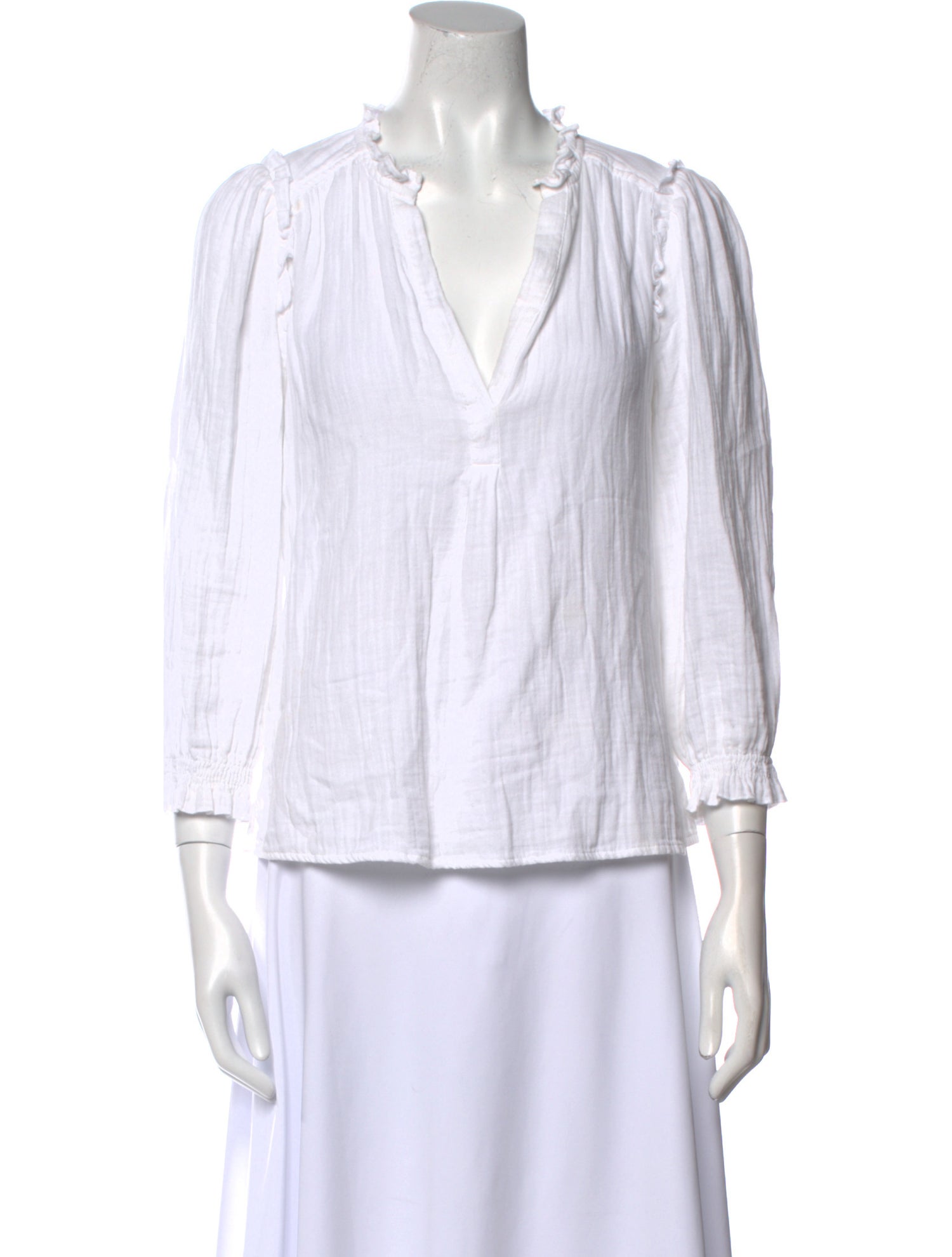 ME+EM V-Neck Three-Quarter Sleeve Blouse