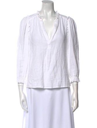 ME+EM V-Neck Three-Quarter Sleeve Blouse